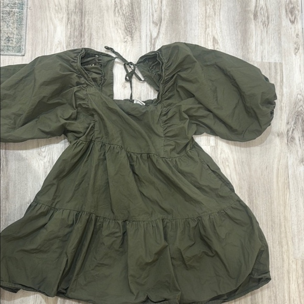 A new day Olive Green Puff Sleeve Dress size medium